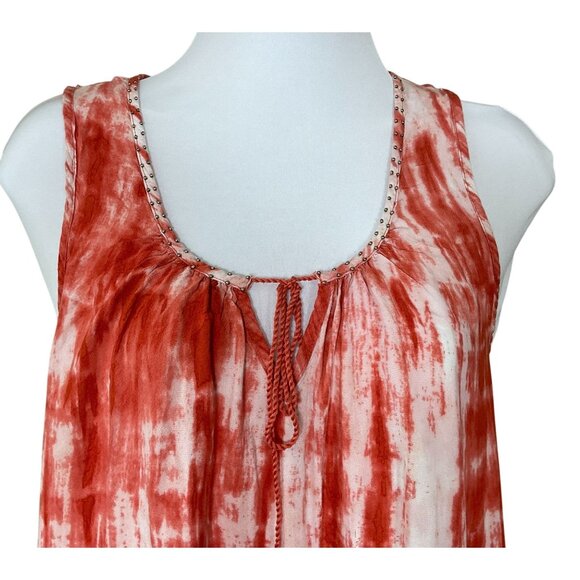Beach Lunch Lounge Sleeveless Tassel Tie Embellished Tie Dye Top Small - Picture 2 of 6